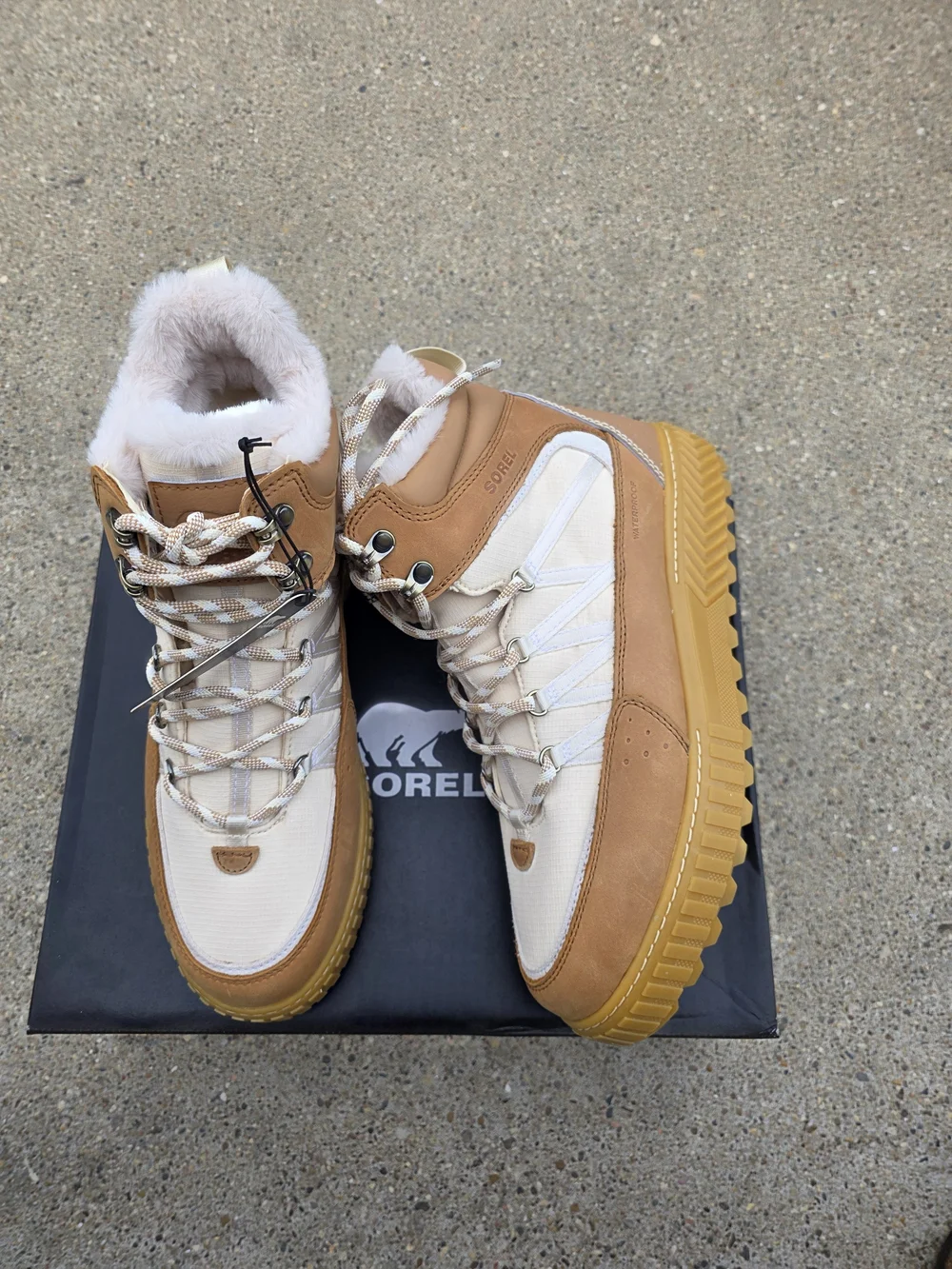 SOREL ONA Women's Beige & Tan Waterproof Winter Boots Size 12